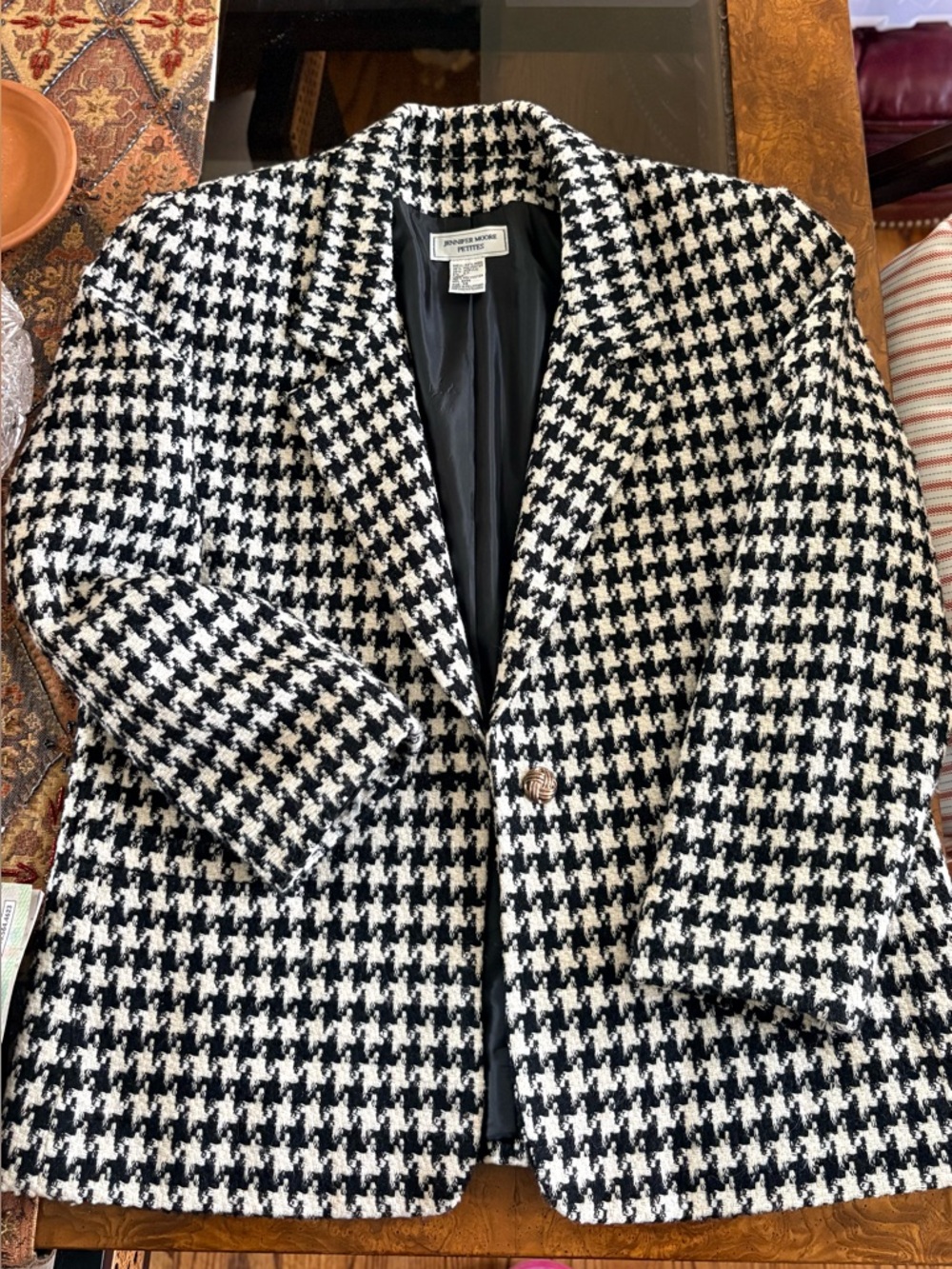 Jennifer Moore Black and White Houndstooth Blazer